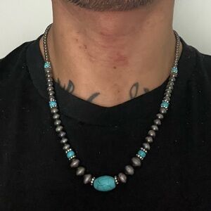 turquoise bead necklace adjustable